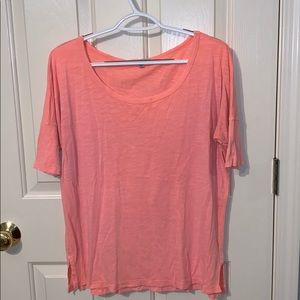 GAP neon pink baseball sleeve tee